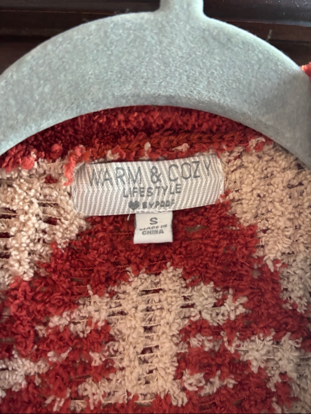 Cozy Rust Red Aztec Open-Front Cardigan Sweater - Picture 2 of 4